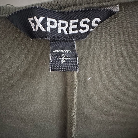 Express Olive Green V-Neck Long Sleeve Knit A-Line Mini Dress Size Small - Picture 2 of 3